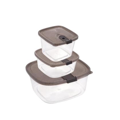 Imagem de Kit 3 Potes Trio Quadrado 1,8L / 1L / 800ml Tampa com Trava