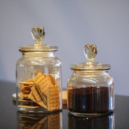 Imagem de Kit 3 Potes Vidro Âmbar Decor Afeto Coração 1 Litro - Tuut