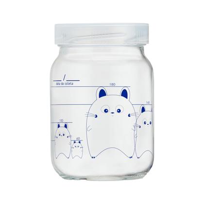 Imagem de Kit 3 Potes Vidro Armazenar Leite Materno Decorados 360 Graduação 200ml