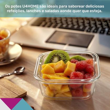 Imagem de Kit 3 Potes Vidro Hermético Trava Marmita Mantimenos 320ml