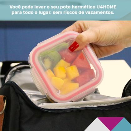 Imagem de Kit 3 Potes Vidro Hermético Trava Marmita Mantimenos 320ml