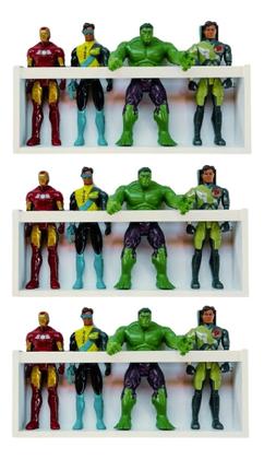 Imagem de Kit 3 Prateleira Para Bonecos Marvel Estante Barbie Nicho De Pelúcia Brinquedos Infantis Mdf 55cm