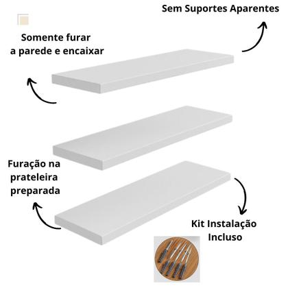 Imagem de Kit 3 Prateleiras MDF 60cm Suporte Invisível Incluso