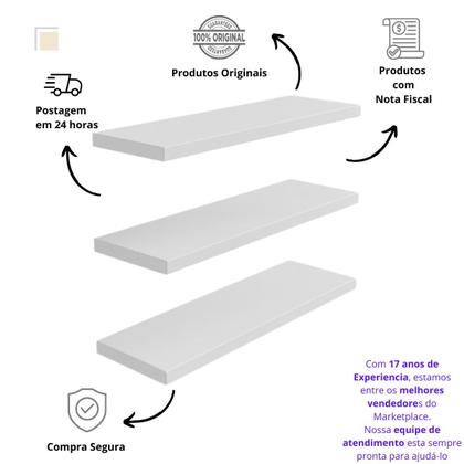 Imagem de Kit 3 Prateleiras MDF 60cm Suporte Invisível Incluso