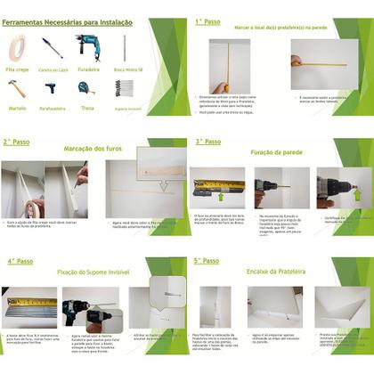 Imagem de Kit 3 Prateleiras U Mdf 60x10 Freijó  Nicho Livros Revista