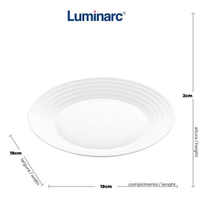 Imagem de Kit 3 Prato Sobremesa de Vidro Opalino Harena 19cm Branco