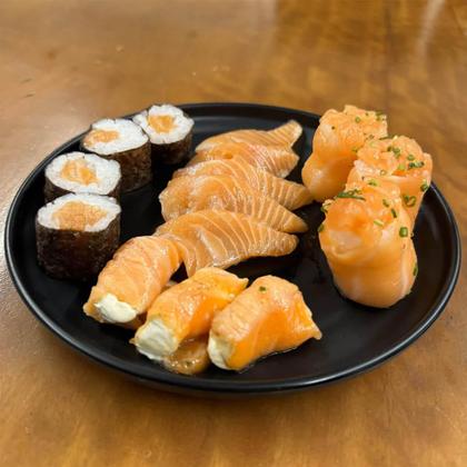 Imagem de Kit 3 Pratos Melamina Preto Sushi Restaurante 25,5cm Tóquio