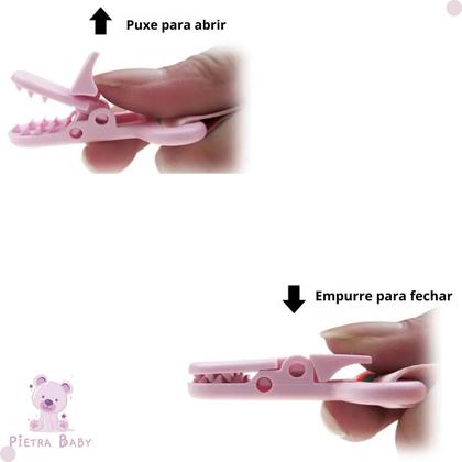 Imagem de Kit 3 Prendedor de Chupeta Pietra BabyKit 3 Prendedores de Chupetas Estampado Pietra Baby Menimo Menina Infantil Corrente Cordão Bebê Criança