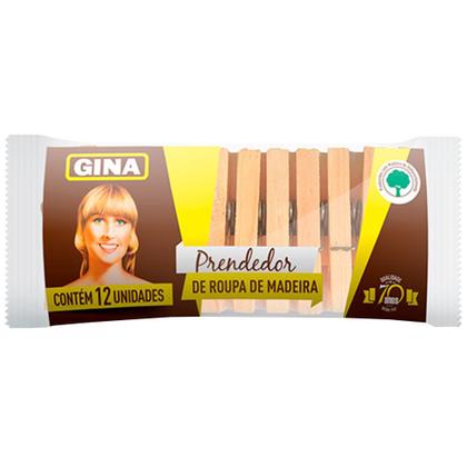 Imagem de Kit 3 Prendedor de Roupa de Madeira Gina Contém 12 Unidades