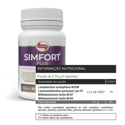 Imagem de Kit 3 Probiotico Acidophilus Simfort Plus Vitafor 30 Caps