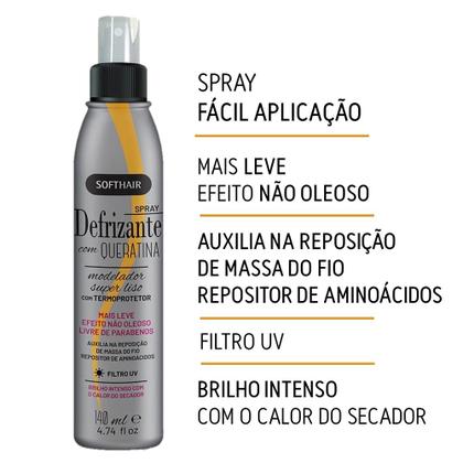 Kit 3 Protetor Térmico para Cabelo Spray Defrizante com Queratina Soft ...