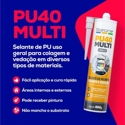 Imagem de Kit 3 Pu 40 Selante Silicone Cola Tudo Multiuso Barone 400g