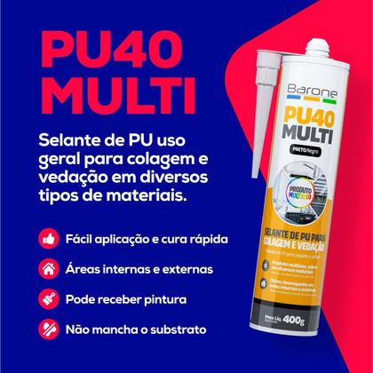Imagem de Kit 3 Pu 40 Selante Silicone Cola Tudo Multiuso Barone 400g