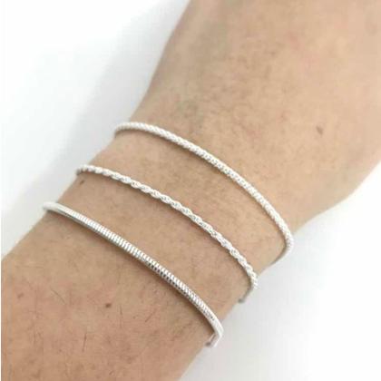 Imagem de Kit 3 Pulseiras Prata Legítima 925 Pipoca C. Baiano Rabo Rat