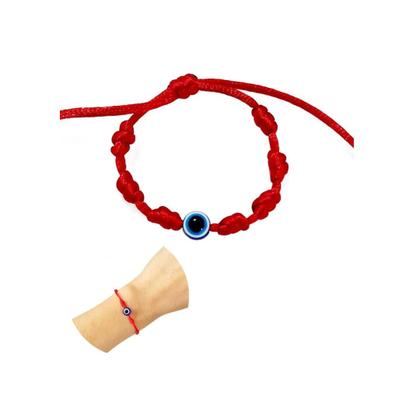 Imagem de Kit 3 Pulseiras Vermelha De Sete 7 Nós Kabbalah Olho Grego