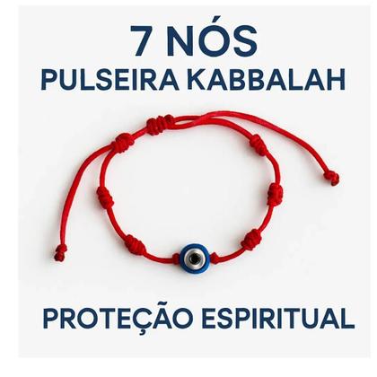 Imagem de Kit 3 Pulseiras Vermelha De Sete 7 Nós Kabbalah Olho Grego