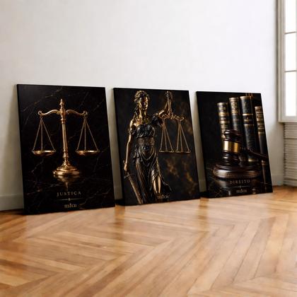 Imagem de Kit 3 Quadro Decorativo Advocacia Direito Escritório Justiça e3