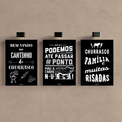 Imagem de Kit 3 Quadro Decorativo Churrasco Área De Churrasqueira 28x20cm