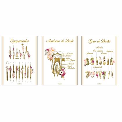 Imagem de Kit 3 Quadro Decorativo Dentista Odontologia Consultório