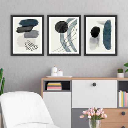 Imagem de Kit 3 Quadros Abstratos Gray And Black 24x18cm