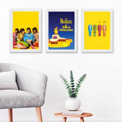 Imagem de Kit 3 Quadros Beatles Yellow Submarine 33x24cm