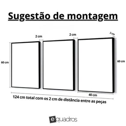 Imagem de Kit 3 Quadros Casal Linhas Curvas Moldura