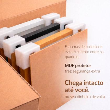 Imagem de Kit 3 Quadros Decorativo 40x60 Moldura Grande Dourado Vaso Luxo