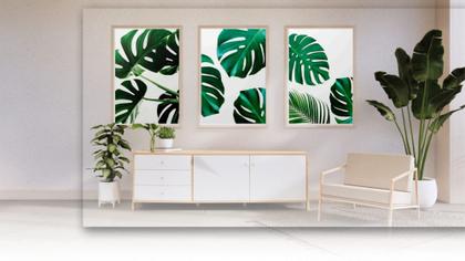 Imagem de Kit 3 Quadros Decorativos 50x70 Folhas - Londrinorte Molduras