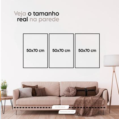 Imagem de Kit 3 Quadros Decorativos Folhagem Terracota Com Moldura 50x70 Grande Para Sala Quarto Escritório