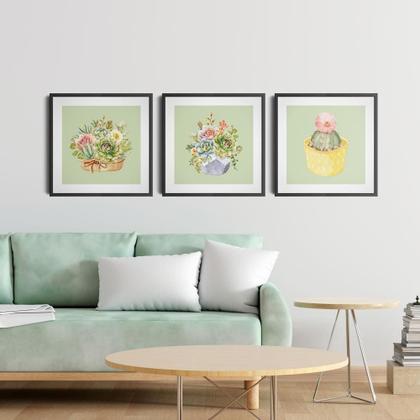 Imagem de Kit 3 Quadros Decorativos Mini Jardim Arte Botânica