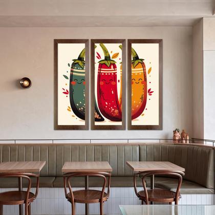 Imagem de Kit 3 Quadros Decorativos Restaurante, Sala De Jantar, Cafeteria, Lanchonetes, Bistrô 60cm