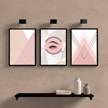 Imagem de Kit 3 Quadros Extensão de cílios 33x24cm - com vidro