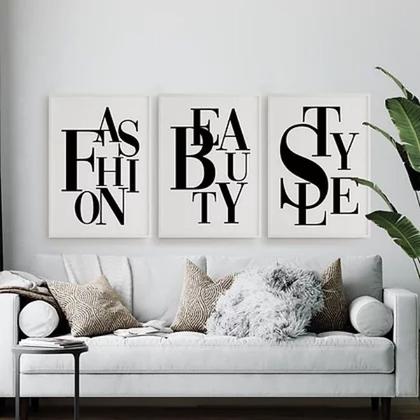 Imagem de Kit 3 Quadros Fashion Beauty Style 24x18cm - com vidro