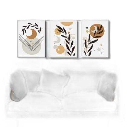 Imagem de Kit 3 Quadros Luas E Estrelas Boho 33X24Cm