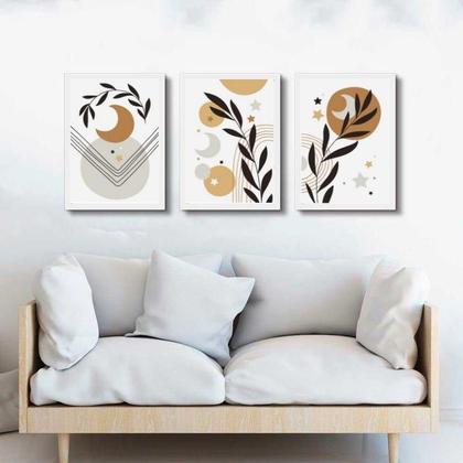 Imagem de Kit 3 Quadros Luas E Estrelas Boho 45X34Cm