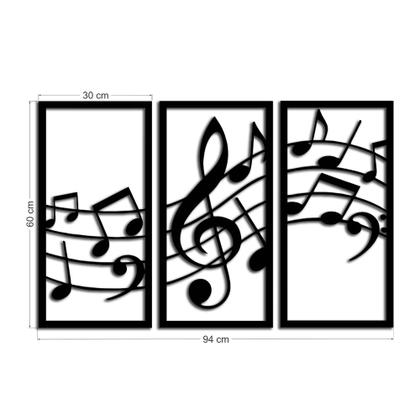 Imagem de Kit 3 Quadros Música Melodia Notas Musicais Vazado em MDF 