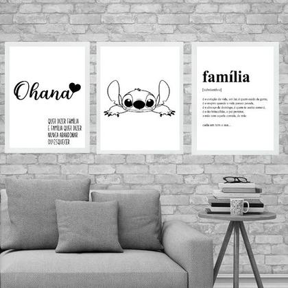 Imagem de Kit 3 Quadros Ohana Família Significado 45x34cm