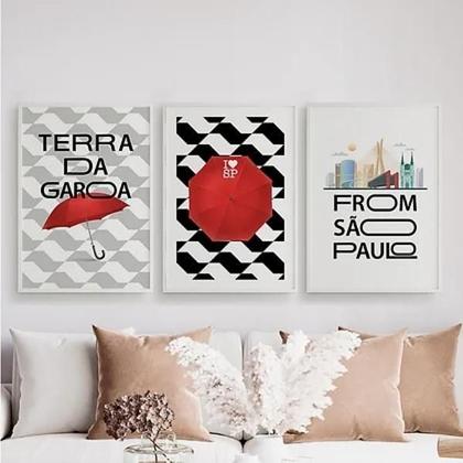Imagem de Kit 3 Quadros São Paulo Terra Da Garoa 24X18Cm - Com Vidro