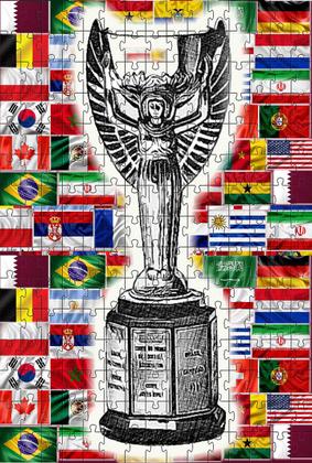 Imagem de Kit 3 Quebra-cabeças Cognitivos Taça Copa do Mundo para idosos 60 peças