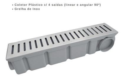 Imagem de Kit 3 Ralos 10x50 Grelha Aberta Inox 304 - Coletor Cinza