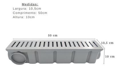 Imagem de Kit 3 Ralos 10x50 Grelha Aberta Inox 304 - Coletor Cinza