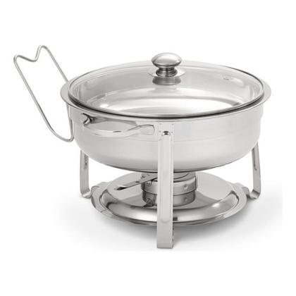 Imagem de Kit 3 Rechaud Redondo 7L Banho Maria Aço Inox Suporte Tampa