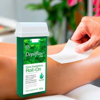Imagem de Kit 3 Refil Ceras Depilação Hortelã Refil Roll On Depilatória Depilflax 100g