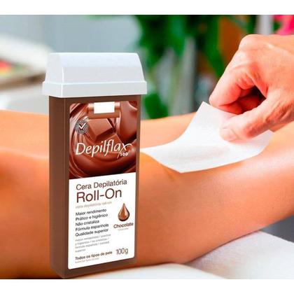 Imagem de Kit 3 Refil Ceras Depiladora Refil Roll On Depilação Depilflax Chocolate 100g