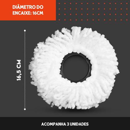 Imagem de Kit 3 Refil De Algodão Para Mop Giratório - Nybc