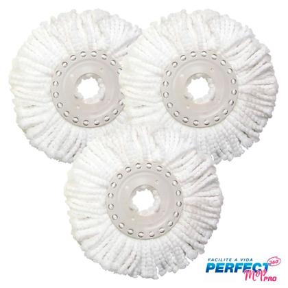 Imagem de Kit 3 Refil Perfect Pro De Microfibra Top Mop Giratório 360 Limpeza Esfregão A Seco 972231