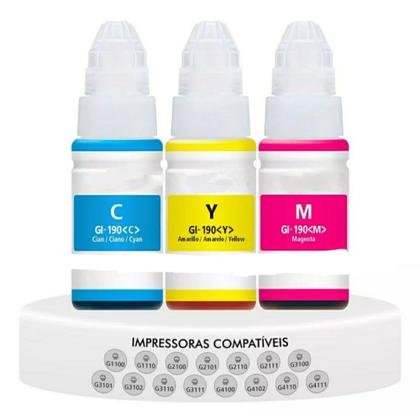 Imagem de Kit 3 Refil Tinta Para Canon Gi-190 1100 2100 3100 4100