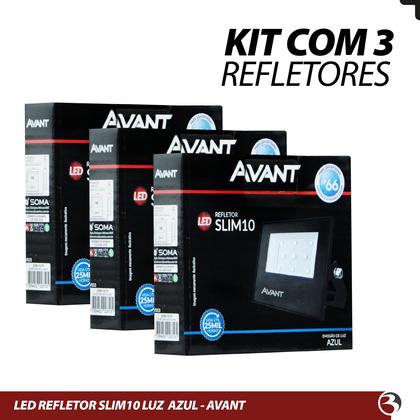 Imagem de Kit 3 Refletor LED Holofote Potente Slim 10W Luz Azul Aquario Piscina Bivolt - Avant