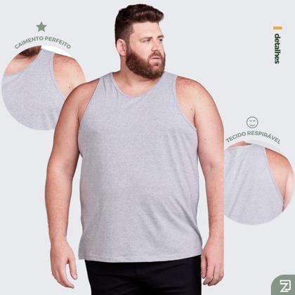 Imagem de Kit 3 Regata Plus Size Masculina Lisa
