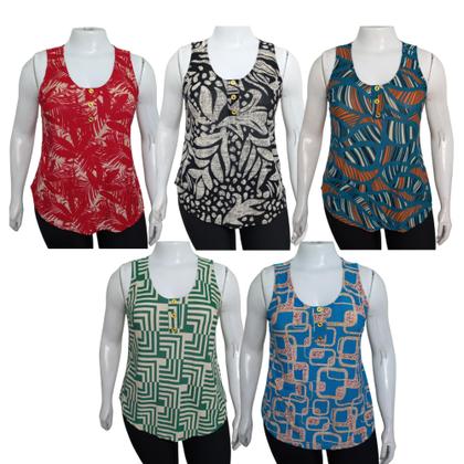 Imagem de Kit 3 Regatas Femininas Básica Soltinhas Malha Fria Verão Confortável.